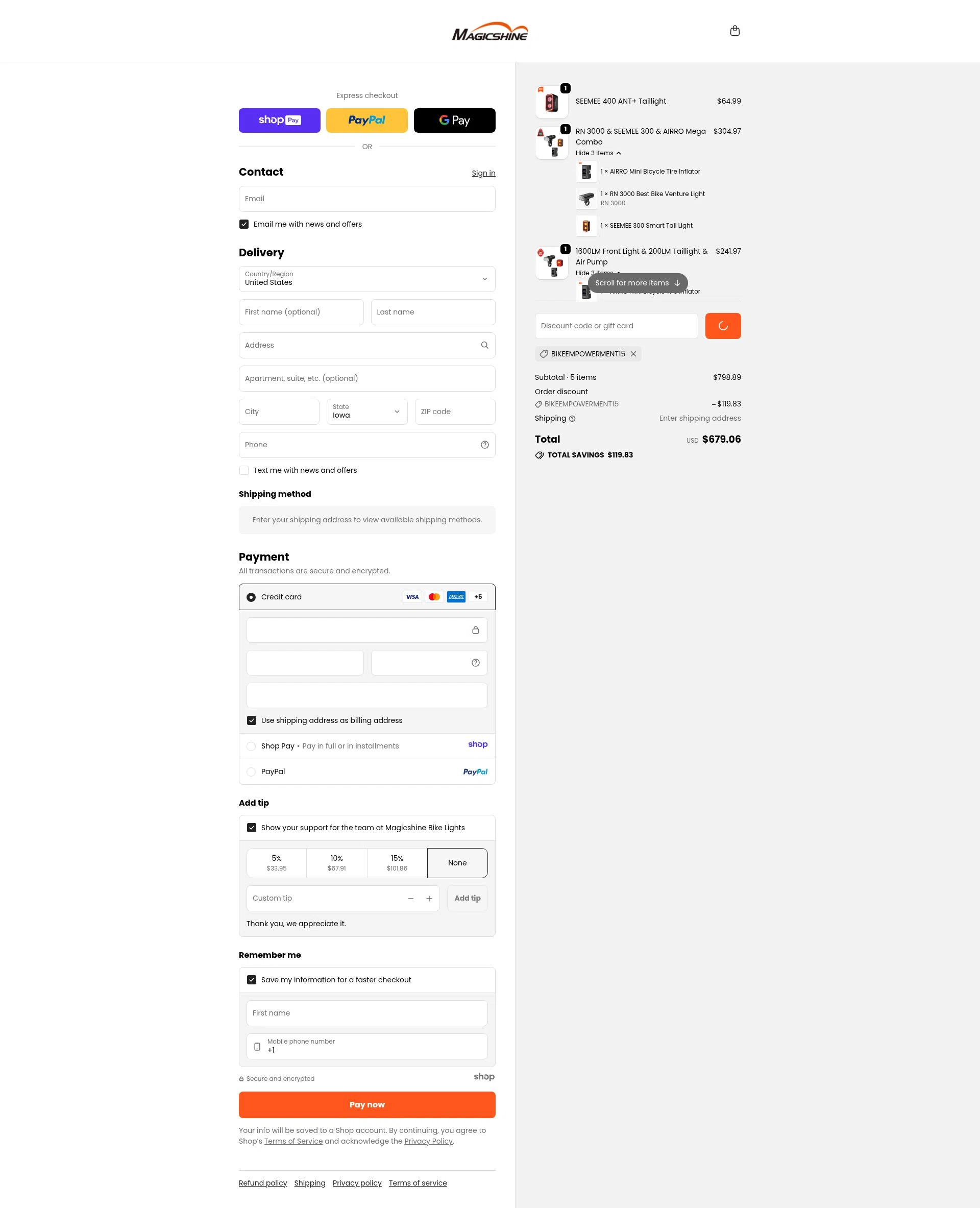 Magicshine US checkout page showing Magicshine US promo code box | Screenshot taken by SimplyCodes community member on Jan 7, 2026