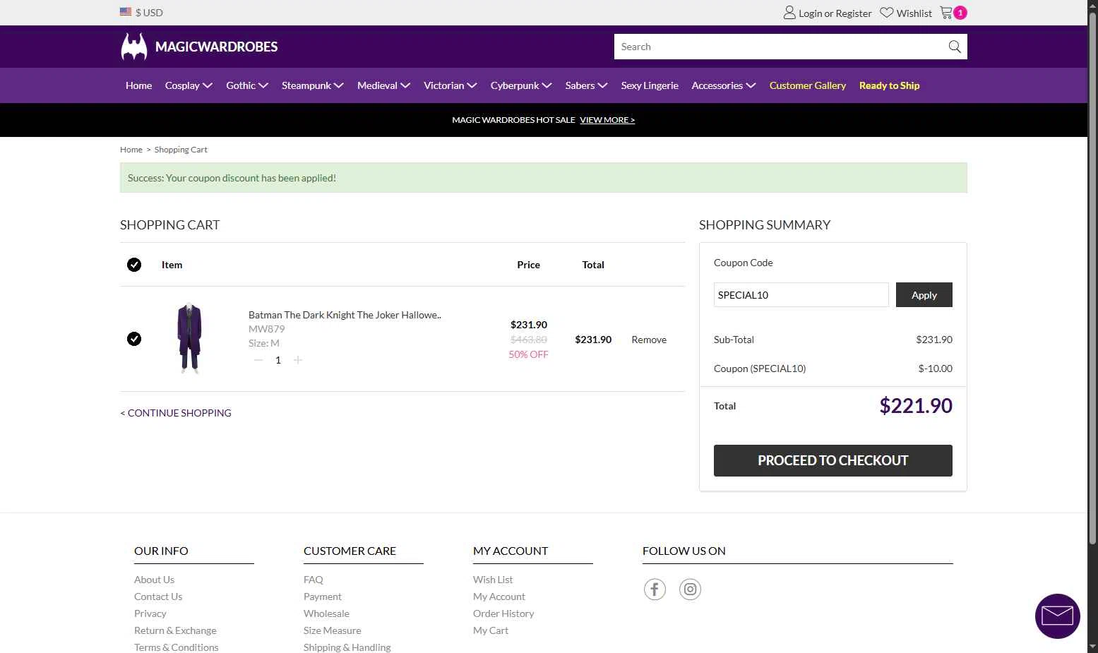 Magic Wardrobes checkout page showing Magic Wardrobes coupon code box | Screenshot taken by SimplyCodes community member on Jan 16, 2026