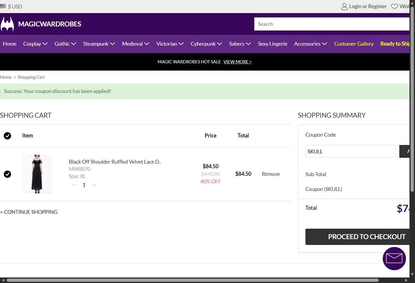 Magic Wardrobes checkout page showing Magic Wardrobes coupon code box | Screenshot taken by SimplyCodes community member on Jan 16, 2026