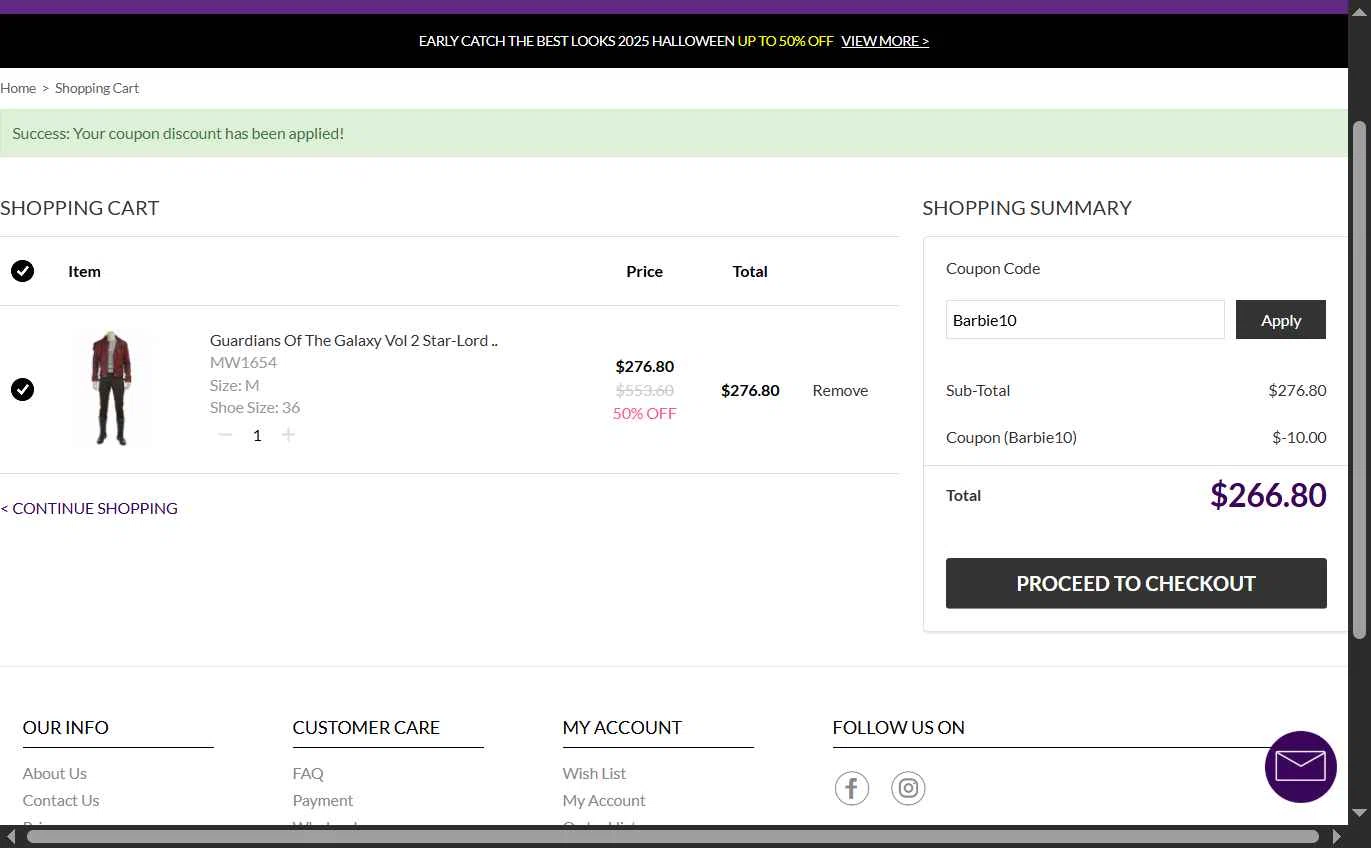 Magic Wardrobes checkout page showing Magic Wardrobes coupon code box | Screenshot taken by SimplyCodes community member on Aug 27, 2025