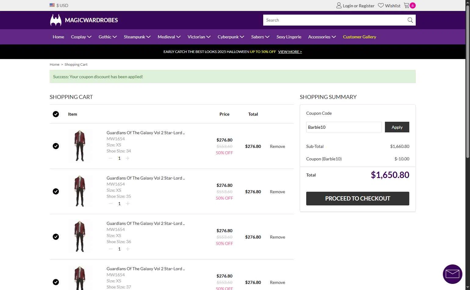 Magic Wardrobes checkout page showing Magic Wardrobes coupon code box | Screenshot taken by SimplyCodes community member on Sep 25, 2025