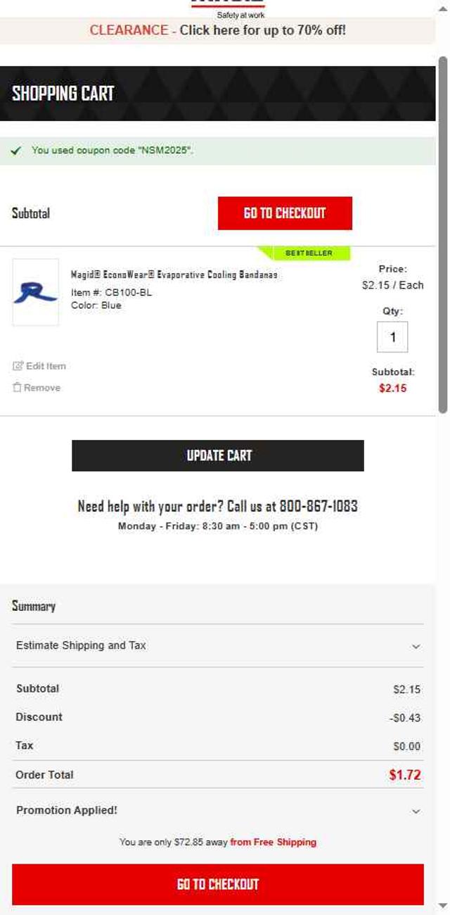 Magid Glove checkout page showing Magid Glove coupon code box | Screenshot taken by SimplyCodes community member on Jun 30, 2025