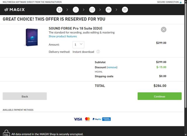 Magix checkout page showing Magix promo code box | Screenshot taken by SimplyCodes community member on Jul 17, 2025