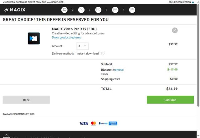 Magix checkout page showing Magix promo code box | Screenshot taken by SimplyCodes community member on Aug 4, 2025