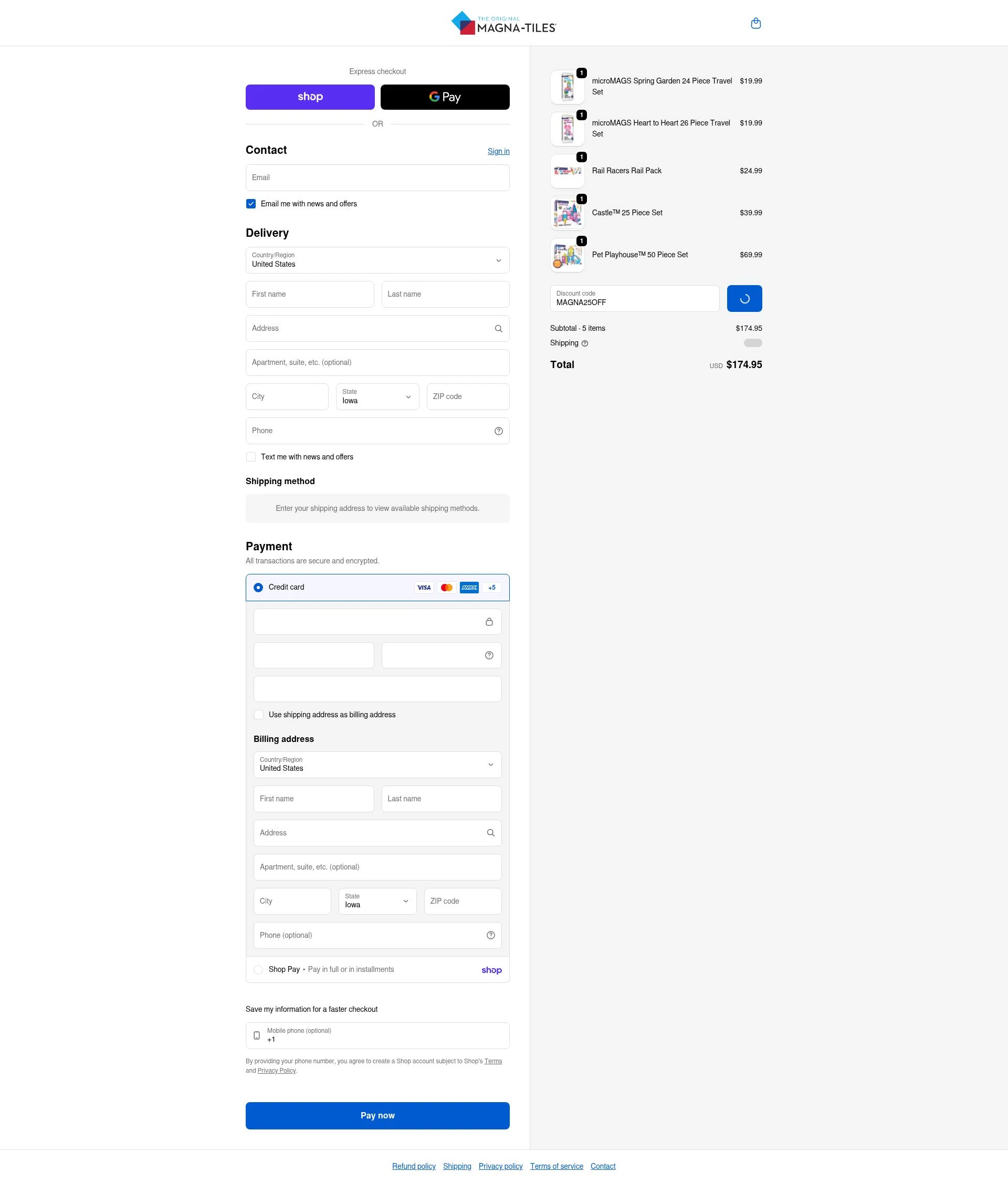 Magna-Tiles checkout page showing Magna-Tiles coupon code box | Screenshot taken by SimplyCodes community member on Jan 30, 2026