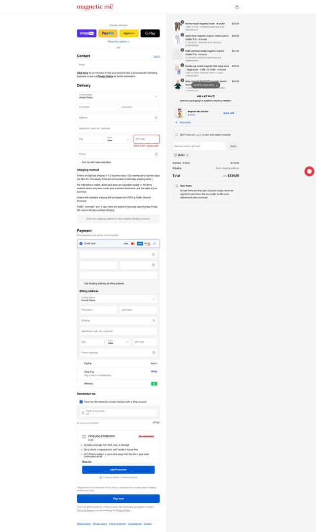 Magnetic Me checkout page showing Magnetic Me discount code box | Screenshot taken by SimplyCodes community member on Aug 26, 2025