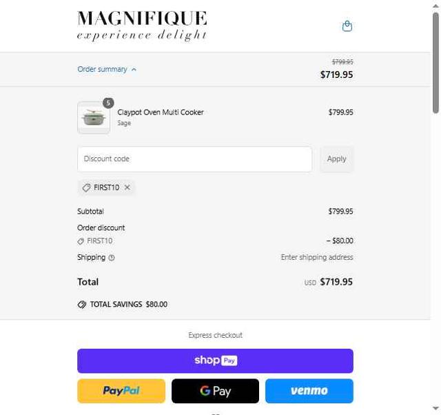 Magnifique checkout page showing Magnifique discount code box | Screenshot taken by SimplyCodes community member on Jun 24, 2025