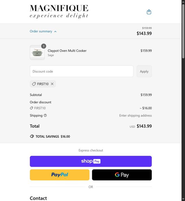Magnifique checkout page showing Magnifique discount code box | Screenshot taken by SimplyCodes community member on Jun 12, 2025
