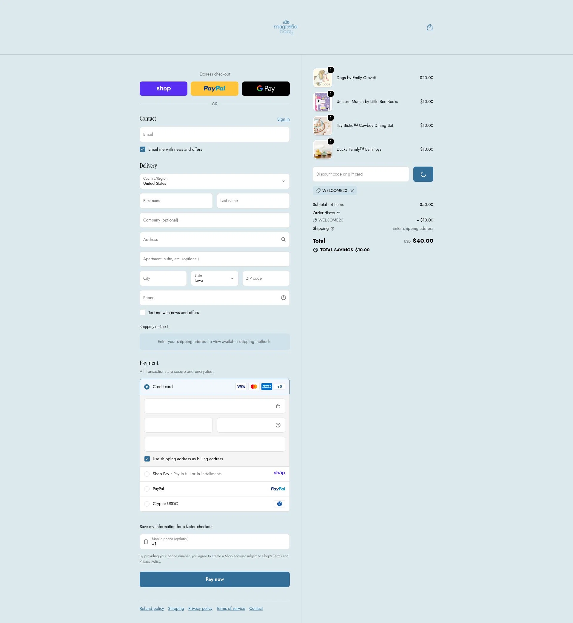 Magnolia Baby checkout page showing Magnolia Baby discount code box | Screenshot taken by SimplyCodes community member on Jan 13, 2026
