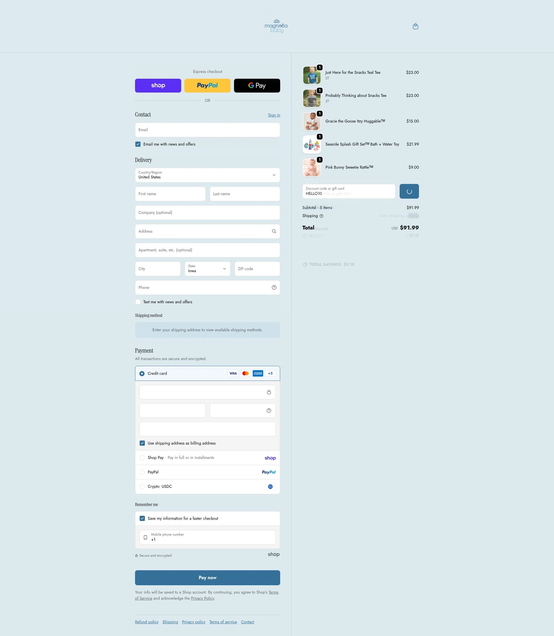 Magnolia Baby checkout page showing Magnolia Baby discount code box | Screenshot taken by SimplyCodes community member on Jan 28, 2026