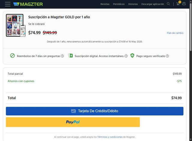 Magzter checkout page showing Magzter coupon code box | Screenshot taken by SimplyCodes community member on May 16, 2025