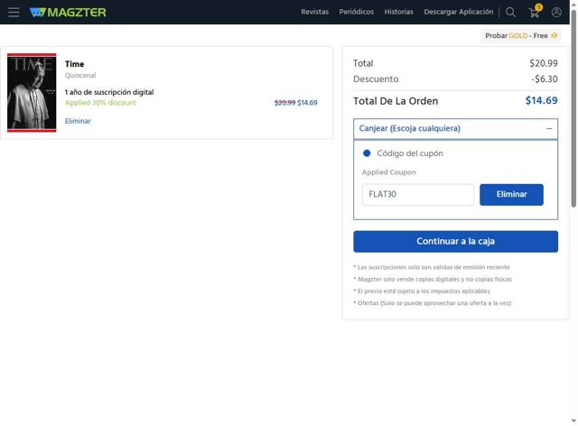 Magzter checkout page showing Magzter coupon code box | Screenshot taken by SimplyCodes community member on May 2, 2025