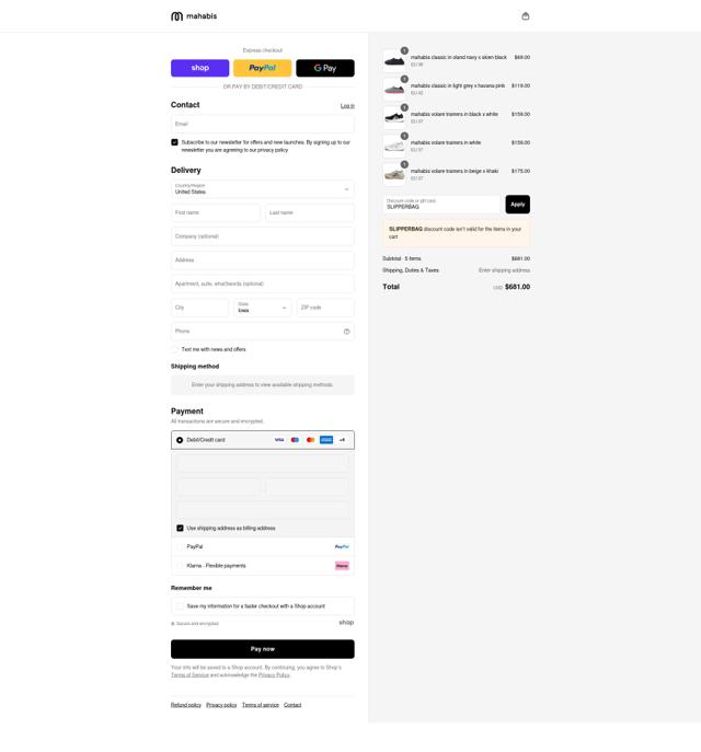 Mahabis checkout page showing Mahabis discount code box | Screenshot taken by SimplyCodes community member on Sep 7, 2025