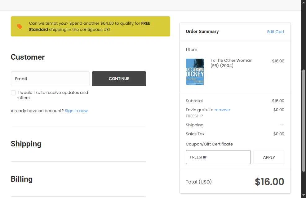 MahoganyBooks checkout page showing MahoganyBooks promo code box | Screenshot taken by SimplyCodes community member on May 19, 2025