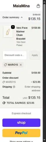 MARO15 coupon verification screenshot