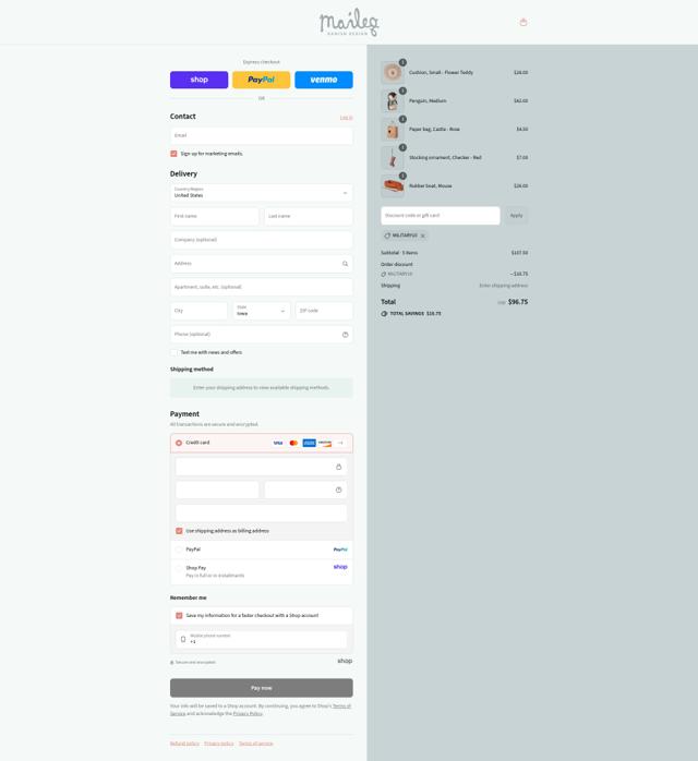Maileg checkout page showing Maileg discount code box | Screenshot taken by SimplyCodes community member on Sep 4, 2025