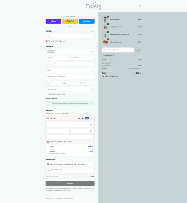 Maileg checkout page showing Maileg discount code box | Screenshot taken by SimplyCodes community member on Sep 14, 2025