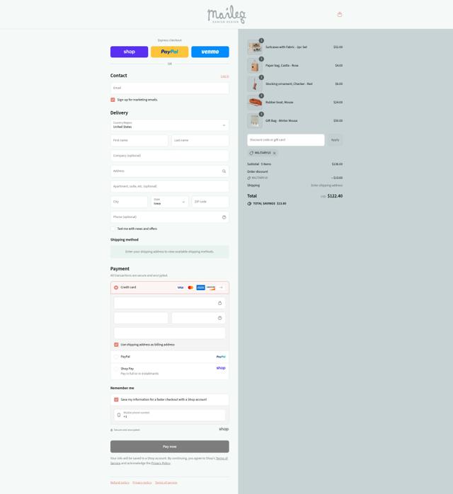 Maileg checkout page showing Maileg discount code box | Screenshot taken by SimplyCodes community member on Sep 1, 2025
