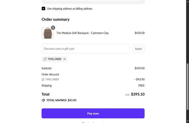 Maison de Sabre checkout page showing Maison de Sabre discount code box | Screenshot taken by SimplyCodes community member on Aug 24, 2025