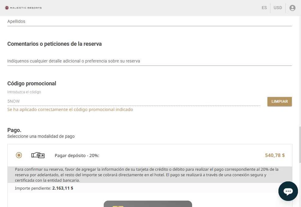Majestic Resorts checkout page showing Majestic Resorts promo code box | Screenshot taken by SimplyCodes community member on Oct 12, 2025