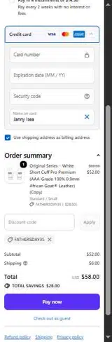FATHERSDAY35 coupon verification screenshot
