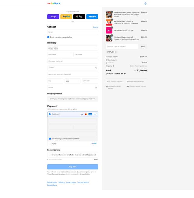 Makeblock checkout page showing Makeblock discount code box | Screenshot taken by SimplyCodes community member on Sep 14, 2025