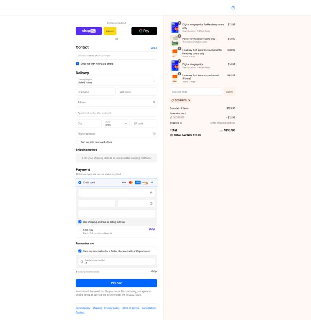 Headway App checkout page showing Headway App promo code box | Screenshot taken by SimplyCodes community member on Aug 22, 2025