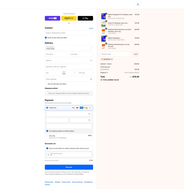 Headway App checkout page showing Headway App promo code box | Screenshot taken by SimplyCodes community member on Aug 26, 2025