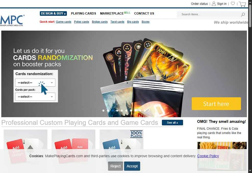 Make Playing Cards checkout page showing Make Playing Cards coupon code box | Screenshot taken by SimplyCodes community member on Jan 8, 2026
