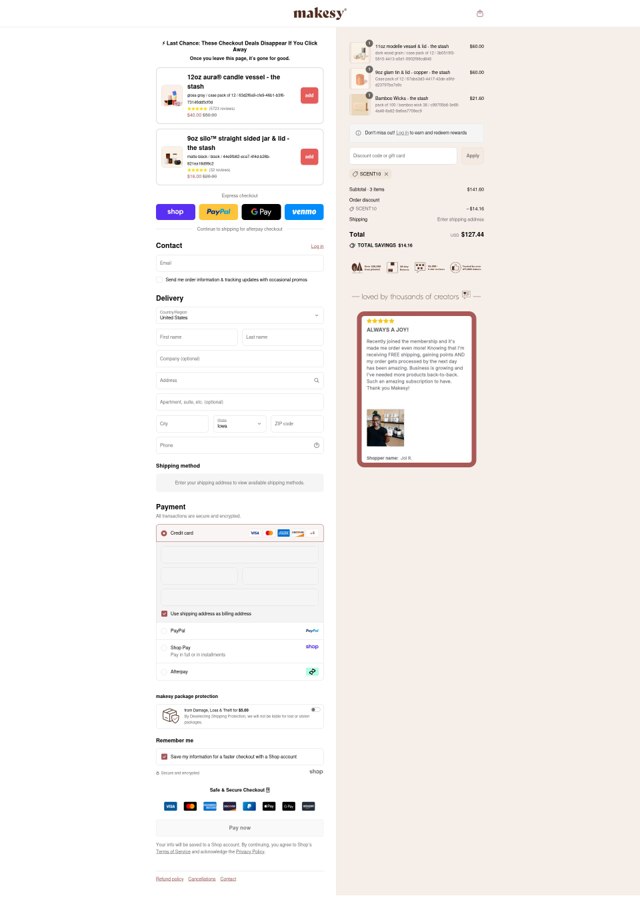 Makesy checkout page showing Makesy discount code box | Screenshot taken by SimplyCodes community member on Sep 2, 2025