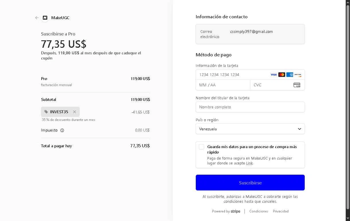 MakeUGC checkout page showing MakeUGC promo code box | Screenshot taken by SimplyCodes community member on Feb 6, 2026