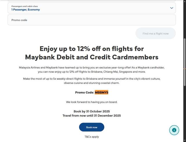 Malaysia Airlines checkout page showing Malaysia Airlines promo code box | Screenshot taken by SimplyCodes community member on Aug 30, 2025