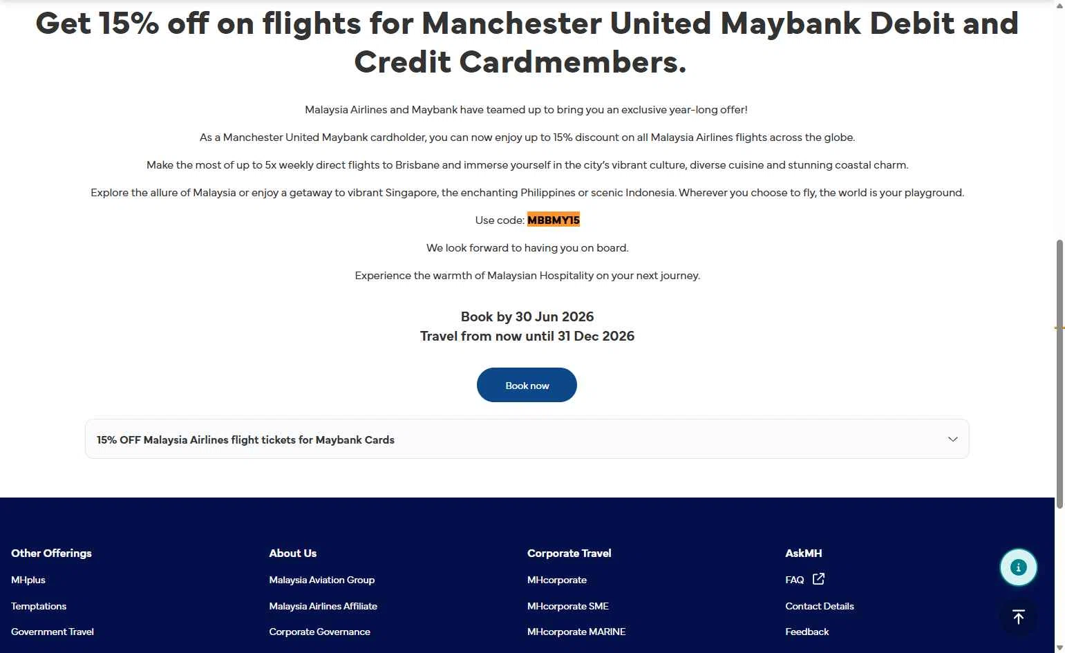 Malaysia Airlines checkout page showing Malaysia Airlines promo code box | Screenshot taken by SimplyCodes community member on Jan 29, 2026