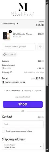 alex20 coupon verification screenshot