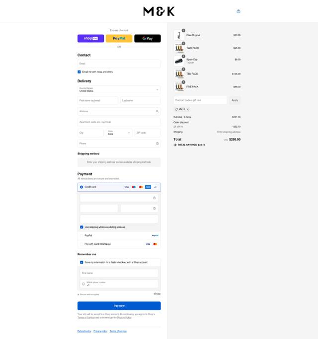 M&K checkout page showing M&K promo code box | Screenshot taken by SimplyCodes community member on Aug 23, 2025