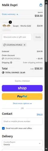 COUPONCATORCE coupon verification screenshot