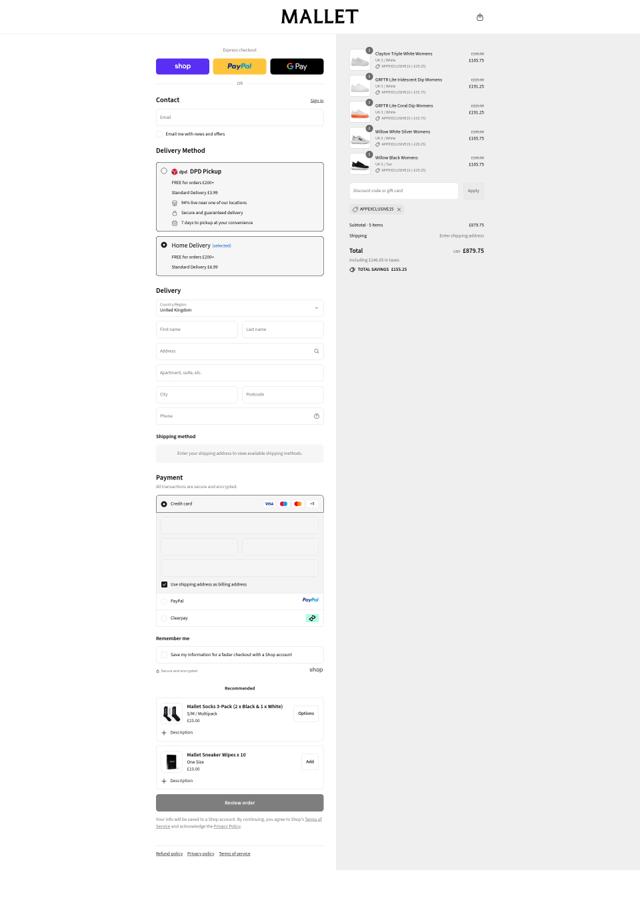 Mallet checkout page showing Mallet discount code box | Screenshot taken by SimplyCodes community member on Sep 11, 2025