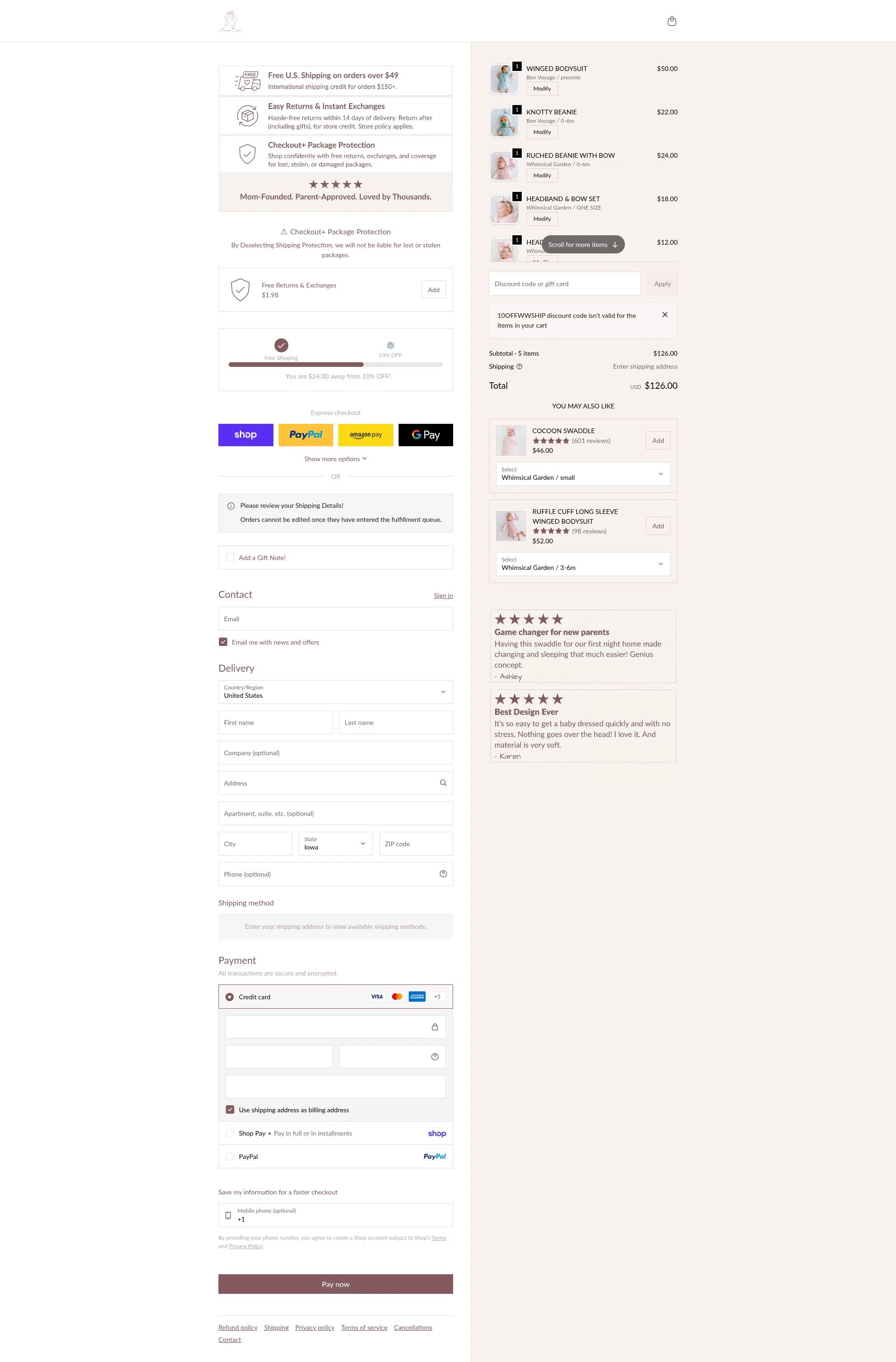 Mama Coco checkout page showing Mama Coco discount code box | Screenshot taken by SimplyCodes community member on Feb 9, 2026