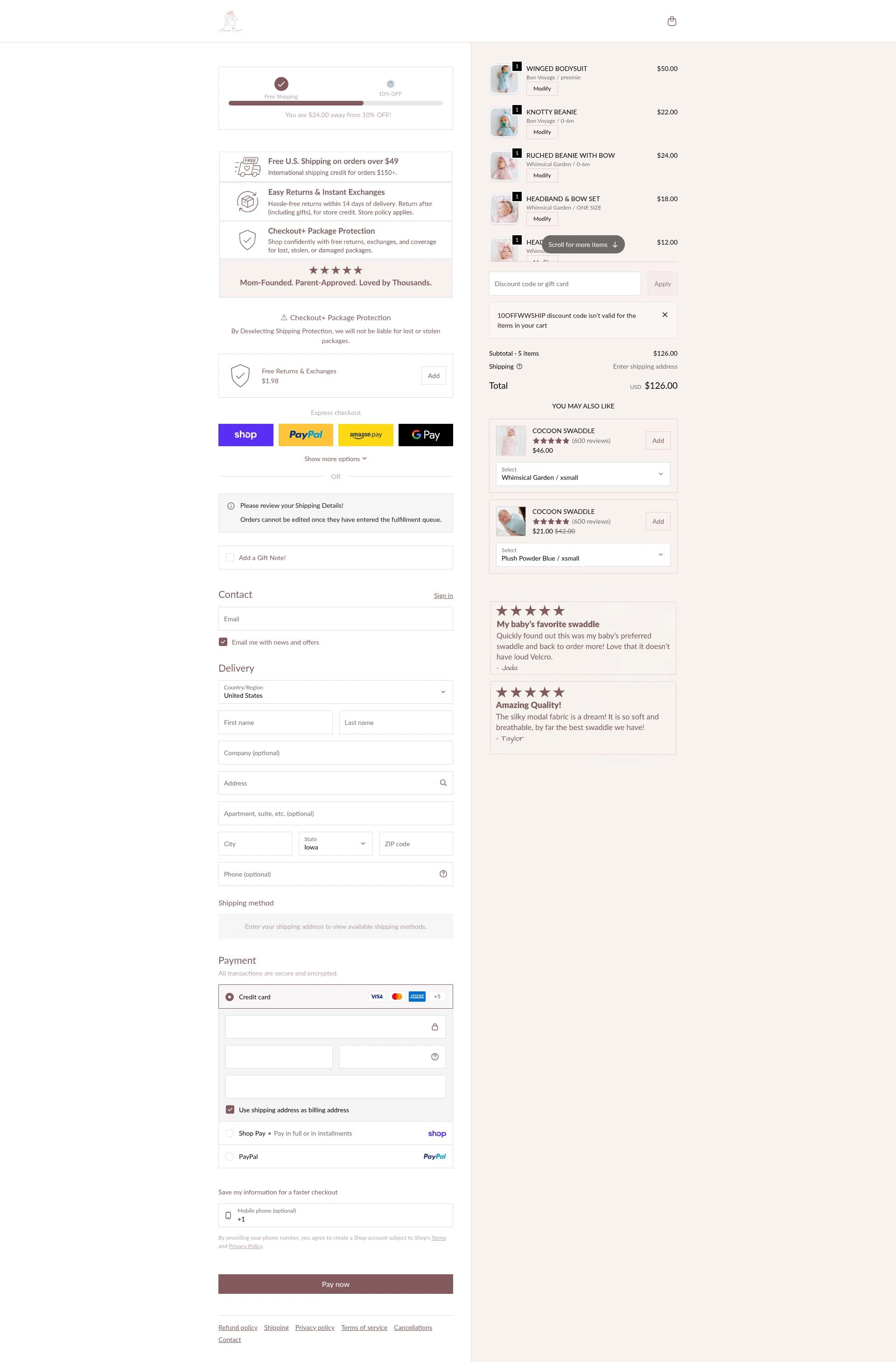 Mama Coco checkout page showing Mama Coco discount code box | Screenshot taken by SimplyCodes community member on Feb 5, 2026