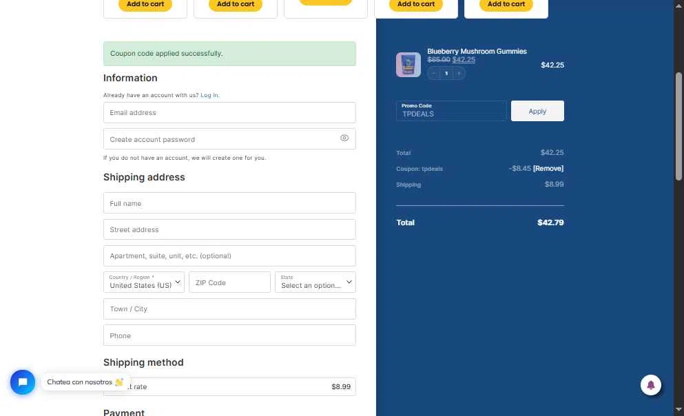 Mama Dose checkout page showing Mama Dose coupon code box | Screenshot taken by SimplyCodes community member on Nov 30, 2025