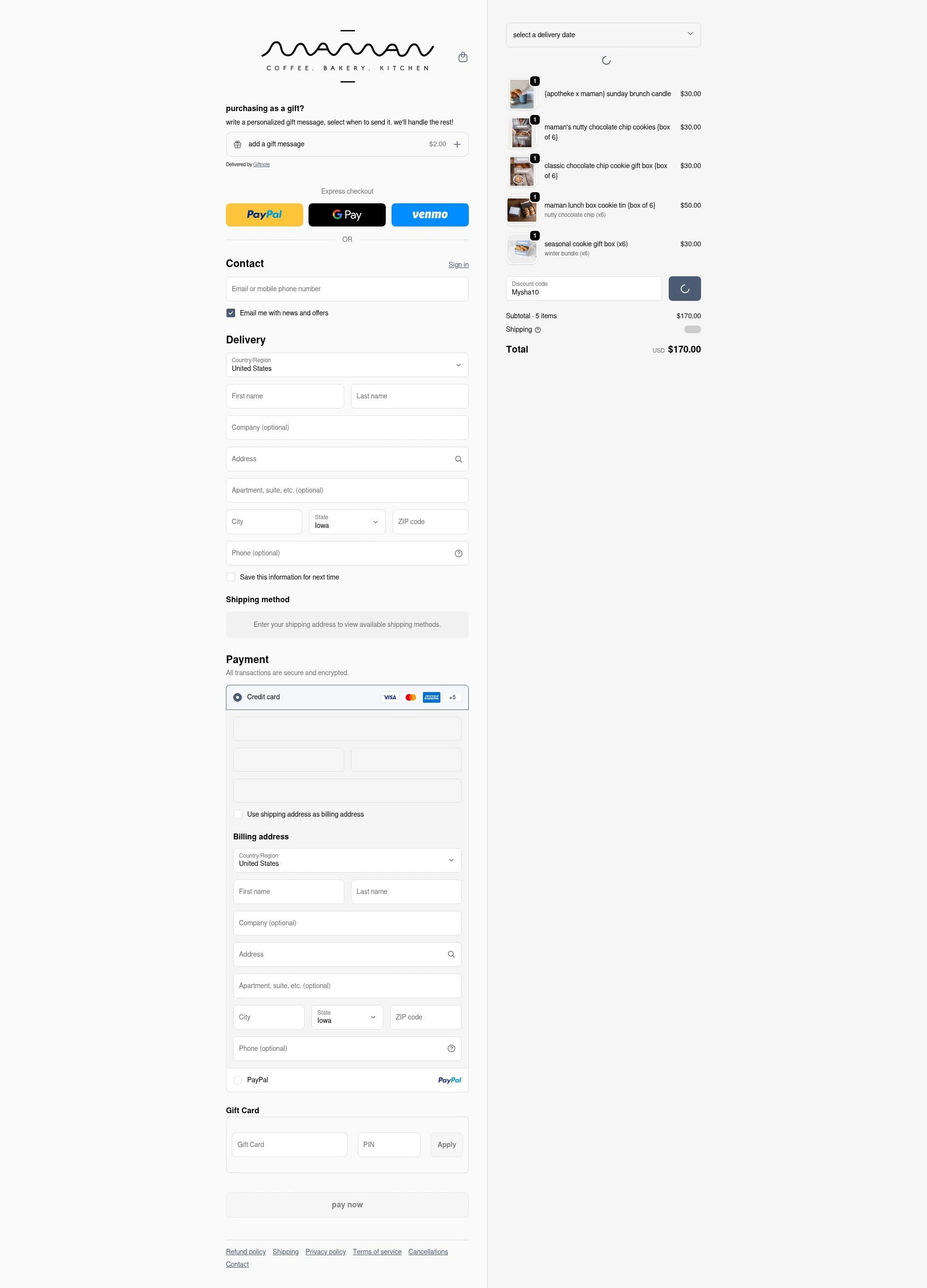 Maman checkout page showing Maman promo code box | Screenshot taken by SimplyCodes community member on Jan 26, 2026