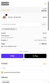 Mammoth Headwear coupon verification screenshot