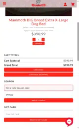 Mammoth Outlet coupon verification screenshot