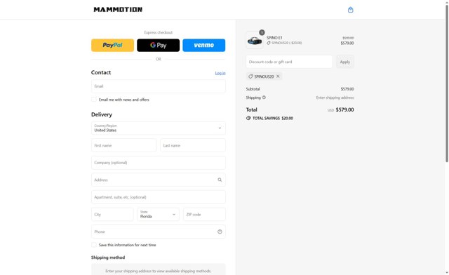 Mammotion checkout page showing Mammotion discount code box | Screenshot taken by SimplyCodes community member on Aug 28, 2025