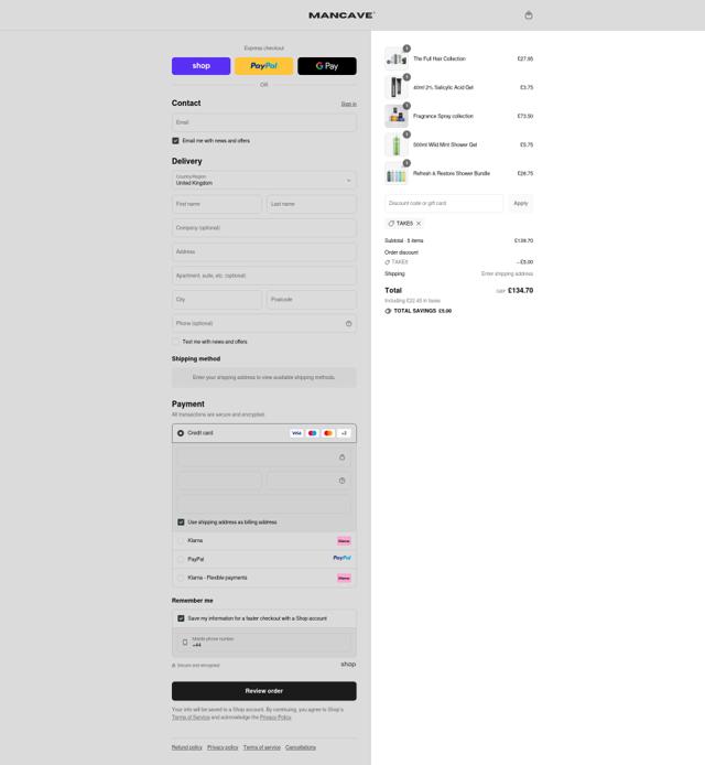 ManCave checkout page showing ManCave discount code box | Screenshot taken by SimplyCodes community member on Sep 12, 2025