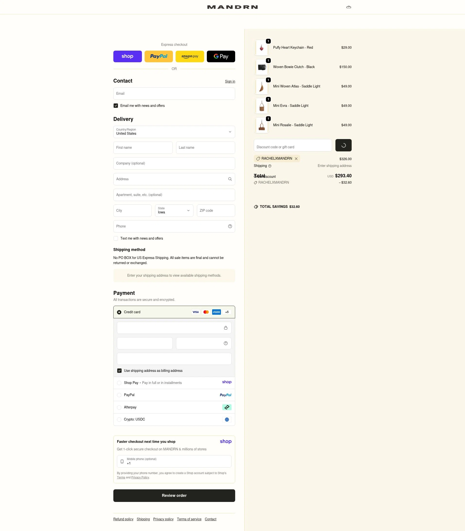 Mandrn checkout page showing Mandrn discount code box | Screenshot taken by SimplyCodes community member on Jan 18, 2026