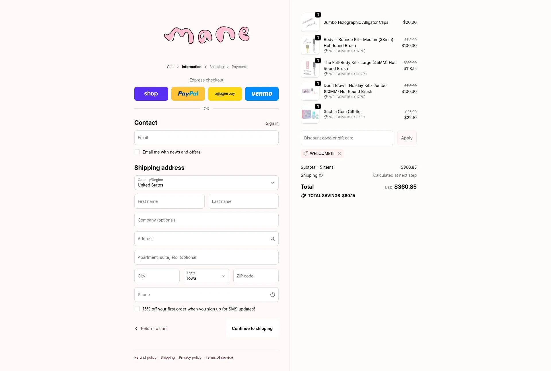 Mane Addicts checkout page showing Mane Addicts promo code box | Screenshot taken by SimplyCodes community member on Jan 8, 2026