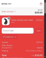 MANE IVY coupon verification screenshot