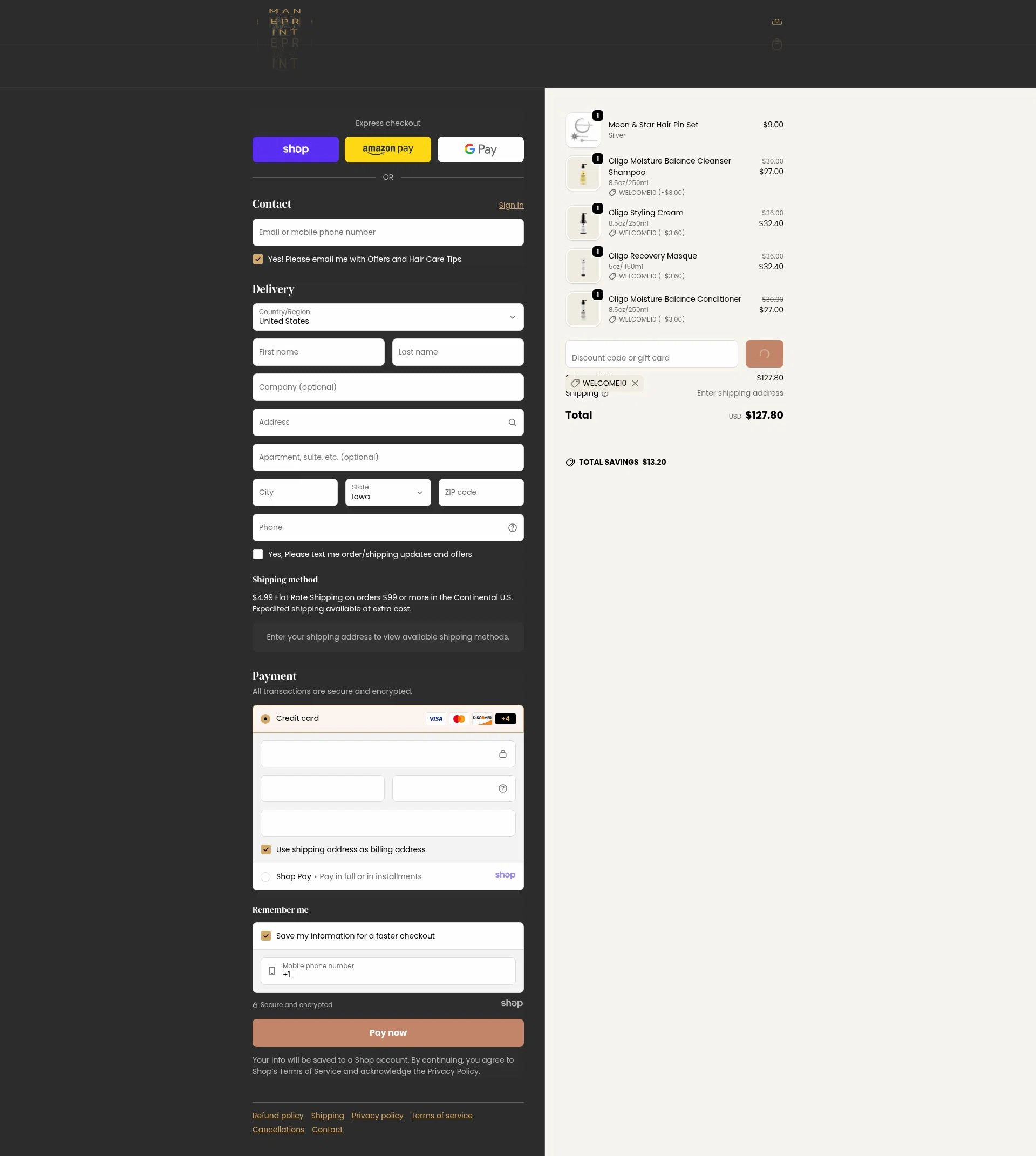 Maneprint checkout page showing Maneprint promo code box | Screenshot taken by SimplyCodes community member on Dec 26, 2025