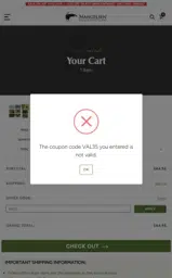Mangelsen coupon verification screenshot